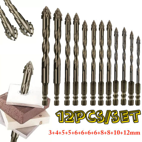 Foret excentrique 7 pièces avec quatre rainures et dents de scie, foret