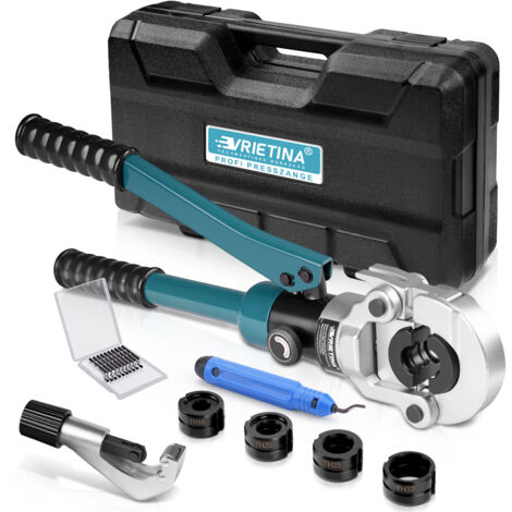 Professionnelle Pince à Sertir pour Tube Tuyau en Cuivre Acier Carbone / Inoxydable avec Contour en TH16 TH20 TH26 TH32 avec Coupe-Tuyau Manuelle, Bleu