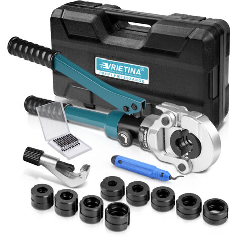 Professionnelle Pince à Sertir pour Tube Tuyau en Cuivre Acier Carbone / Inoxydable avec Contour en V + TH V12 V15 V18 V22 V28 et TH16 TH20 TH26 TH32 avec Coupe-Tuyau Manuelle, Bleu