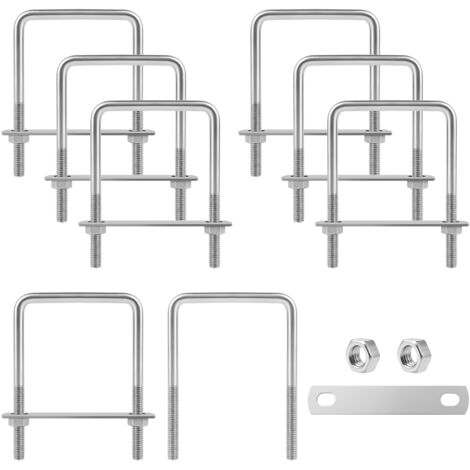Unique Bargains Carré U-Boulons 2 Ensembles 27mm Largeur Intérieure 75mm Longueur M8 304 Acier Inoxydable U Boulon de Serrage
