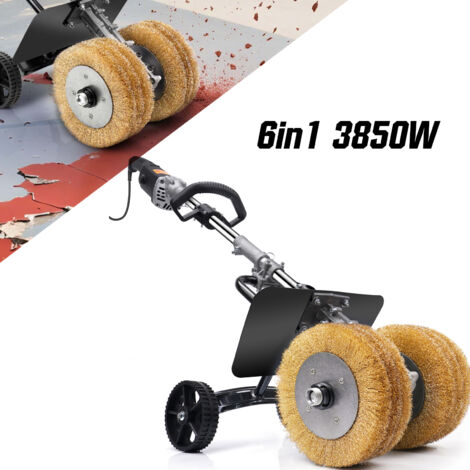 6 en 1 Décapeur à rouleaux 3850W, Multi Ponceuse Filaire, 2 x 180mm Brosses, 4000 tr/min, Rénovateur Machine à Satiner Surfaceuse - Pour Bois et Métal - Surfaces Planes ou Complexes