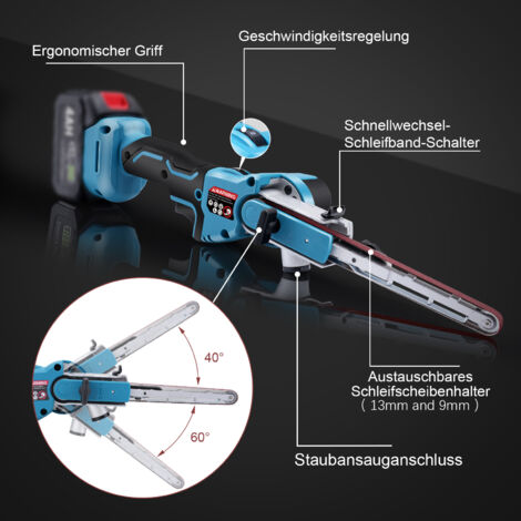 Lime Electrique Ponceuse à Bande Sans Fil - Compatible Batteries Makita 18V - 6 Vitesses - Bras Réglable 35° Ponceuse A Bande Makita