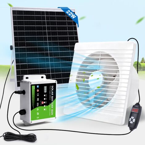 Lotvic Ventilateur D'Extraction Solaire 16W - Double Ventilateur Pour Poulaillers, Serres Et Abris