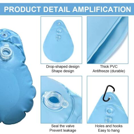 12 Sacs D'Eau Lourds PVC Pour Couverture Piscine - Épais, Antigel & Réutilisables, Idéal Hiver Hors Sol