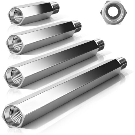 UNC 1 1/4" 200mm Rallonge Extension pour Couronne Diamantée en Alliage d'aluminium 12,000 RPM, IPX7 Adaptateurs de Couronnes de Forage, Douille Hexagonale avec Clé de 41mm, Pour Béton Armé (1 pièce)