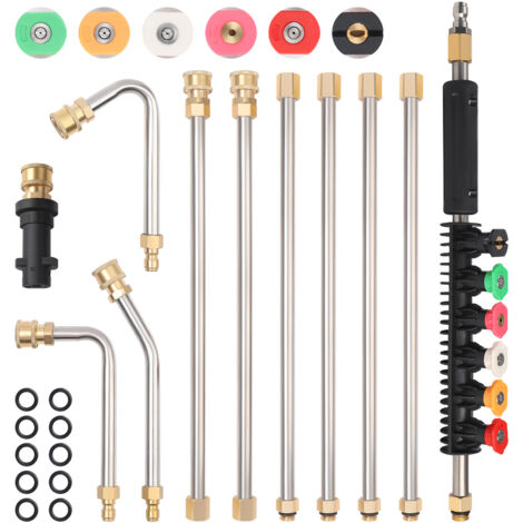 Ensemble de Baguette D'extension de Nettoyeur Haute Pression, Adaptateur inclus, 7 Tiges Droites 3 Tiges, Convient pour le nettoyage des canalisations, des toits, des allées et des fenêtres.