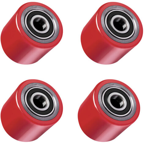 Lot de 4 Roulettes de Transpalette Polyuréthane PU 82 x 60 mm, 550 kg Max noyau acier inoxydable, axe de 20 mm avec roulement à billes double montageaxe Roue pour matériel d'atelier chariots manuels