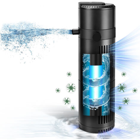 4-en-1 Filtre Interne pour Aquarium 800 L/H 150-300L avec UVC, 12W Filtre intérieur, Pompe d’aquarium Filtrante UV, Pompe à air pour Aquariums Poisson