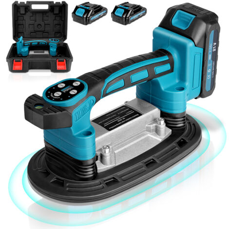 25000 RPM Ventouse Carrelage avec Batterie x 2, Machine à Carrelage électrique, 9 Vitesses Réglables, Ventouse 225 x120 mm, 250 Kg Max, Compatible Makita 18 V