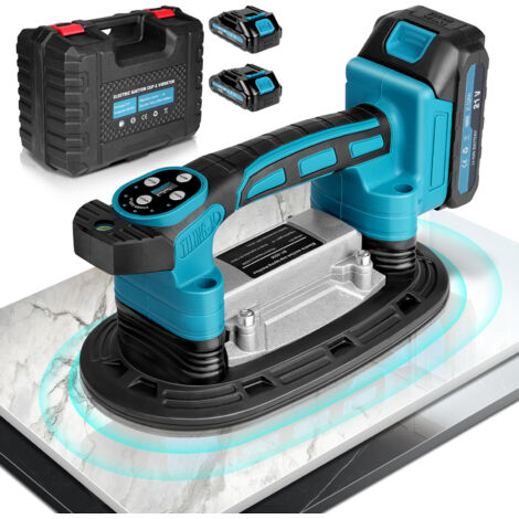 Ventouse Carrelage, Machine à Carrelage électrique, 25000 RPM, 9 Vitesses Réglables, Ventouse 225 x120 mm, 250 Kg Max, Compatible Makita 18 V, avec Batterie x 2