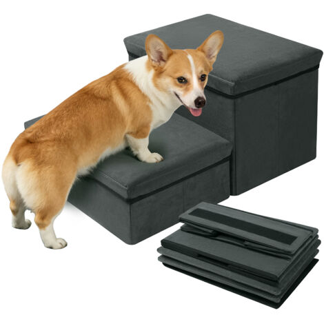 Escalier pour chien 2 marches - Rampe pour chien Housse Amovible Pliable - Capacité de Charge 60 kg - Peut Servir de Boîte de Rangement (1/5)
