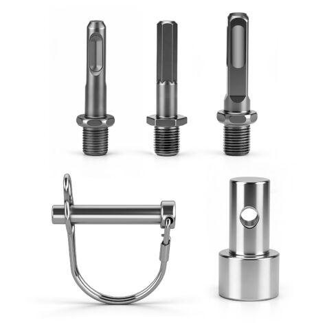 Adaptateur de Foret à Visser pour Perceuse (Hexagonal + SDS Max + SDS Plus) -Compatible Perceuses Légères et Lourdes, Changement Rapide, Diamètres Jusqu’à 250mm pour Mèche, Tarière, Perceuse à Terre