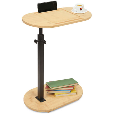 Plateau de Baignoire en Bambou avec Base Robust et Support en métal épais, Hauteur réglable, Accessoires de Baignoire Parfaits pour Salle de Bain, Bureau d'appoint, Table d'appoint de canapé (1/5)
