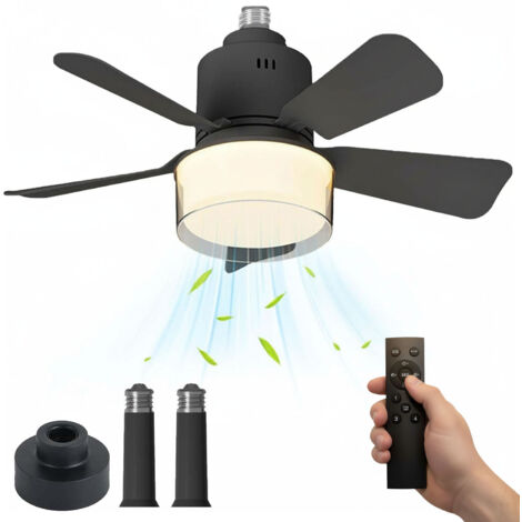 Ventilateur de plafond silencieux à LED 24W – Télécommande – 4 vitesses réglables – Éclairage dimmable 3000K à 6000K – Pour salon et chambre - Noir