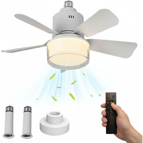 Ventilateur de plafond silencieux à LED 24W – Télécommande – 4 vitesses réglables – Éclairage dimmable 3000K à 6000K – Pour salon et chambre - Blanc