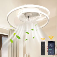 Ventilateur de plafond moderne avec lumière LED,Dimmable infini, télécommande&APP,vent bidirectionnel pour Chambre/Bureau/Salle