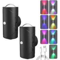 2Pcs Magnétique Lampe Murale Sans Fil, RGB Applique Murale avec Détection Du Corps Humain, Lampe de Salon et Couloir, 7 Couleurs, noir