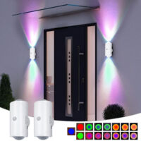 2 Pack Applique Murale Exterieur, Éclairage Ambiant Detection Automatique Magnetique Lampe, LED Luminaire pour Couloir Jardin Patio, blanc