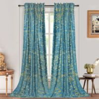 Rosnek Rideau Occultant en Velours avec Estampage Doré Isolant Thermique et Phonique 132x213cm Bleu Sarcelle (Lot de 2)