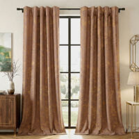 Rosnek Rideau Occultant en Velours avec Estampage Doré Isolant Thermique et Phonique 132x244cm Rose (Lot de 2)