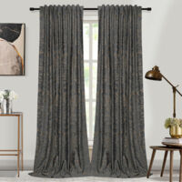 Rosnek Rideau Occultant en Velours avec Estampage Doré Isolant Thermique et Phonique 132x183cm Gris Foncé (Lot de 2)