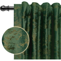 Rosnek Rideau Occultant en Velours avec Estampage Doré Isolant Thermique et Phonique 132x225cm Vert (Lot de 2)