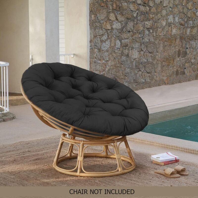 Chair Cushion Thick Cotton Soft Padded Floor Seat Standard 60cm Round Chair Swing Chair Patio Den College Dorm Black