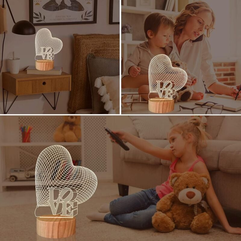 AMBIENT NIGHT LIGHT Bedside Lamp Naked Eye 3D Vision Night Light For