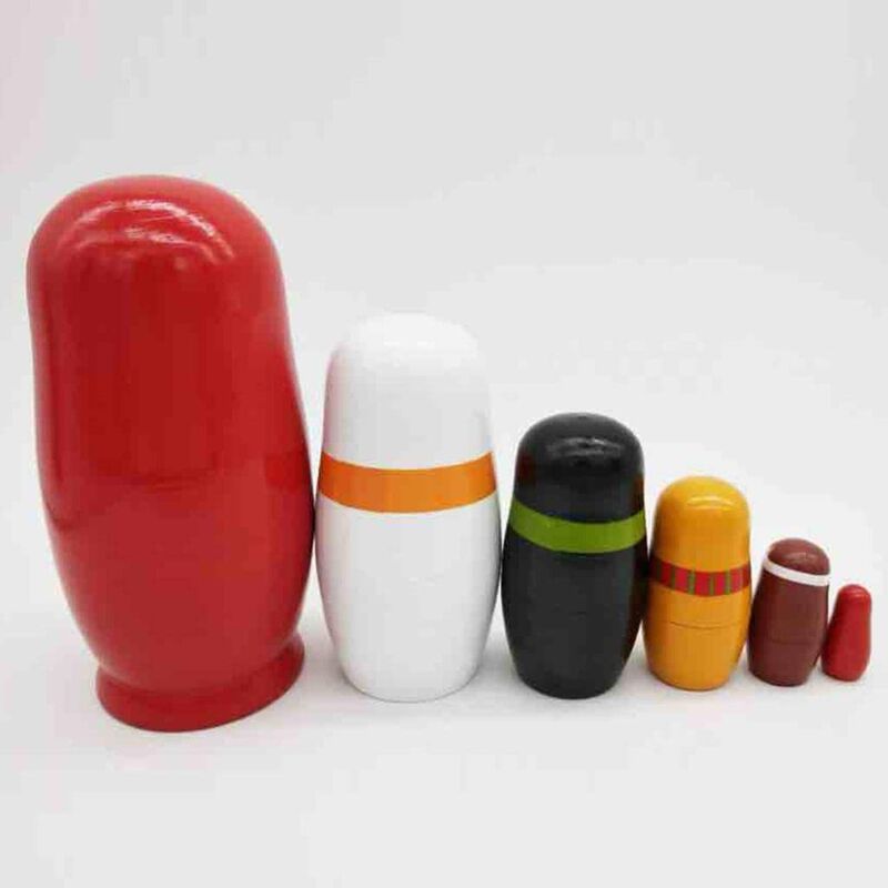 6-Piece Santa Claus Russian Nesting Dolls - Handmade Wooden Stacking Doll Set