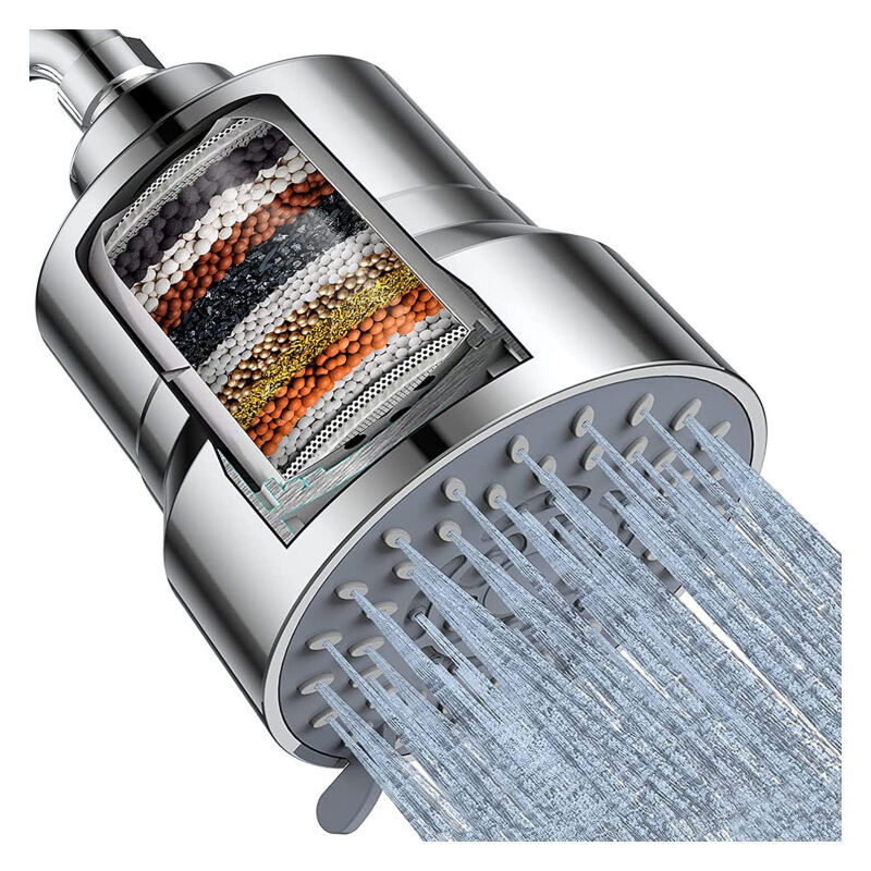 Nafall High Pressure Filter Shower Head – 5 Spray Modes, Hard Water Filter, Booster For Low Pressure – Chrome, With Pause Button