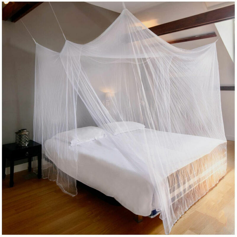 Mosquito Net Bed 1 Door Double Bed Canopy Premium Rectangular Mosquito Net Fits Most Bed Sizes White 200x180x200cm