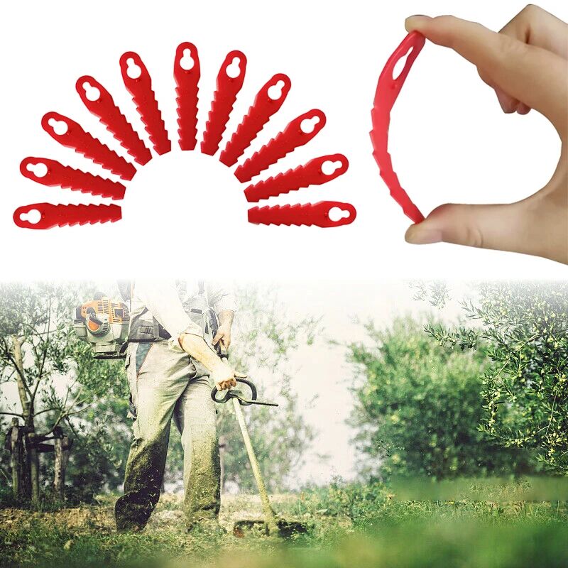 60pcs 11x5.5mm Plastic Lawn Mower Cutter Blades Fits for Garden Lawn Mower Tool Parts