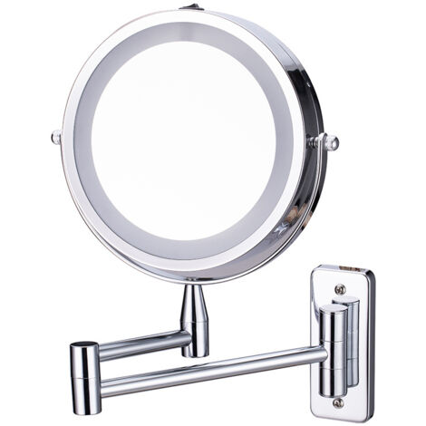 Wall Mirror LED Lighted Flip Mirror, Clear Double Sided, Multi-Angle