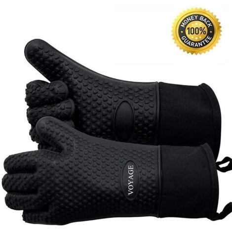 (2 Pack) Premium Oven Mitts Up To 350°F - Extreme Heat Resistant Silicone Grill Gloves BBQ Gloves For Cooking, Grilling, Extra Long Oven Gloves
