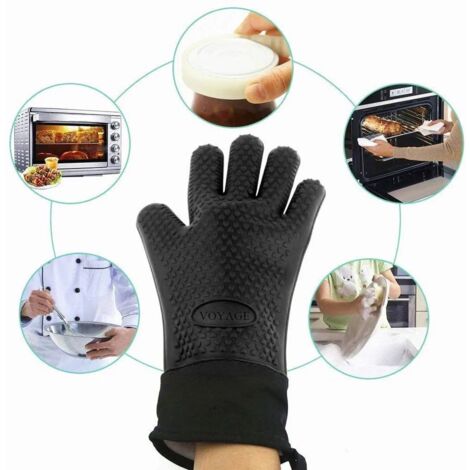 (2 Pack) Premium Oven Mitts Up To 350°F - Extreme Heat Resistant Silicone Grill Gloves BBQ Gloves For Cooking, Grilling, Extra Long Oven Gloves
