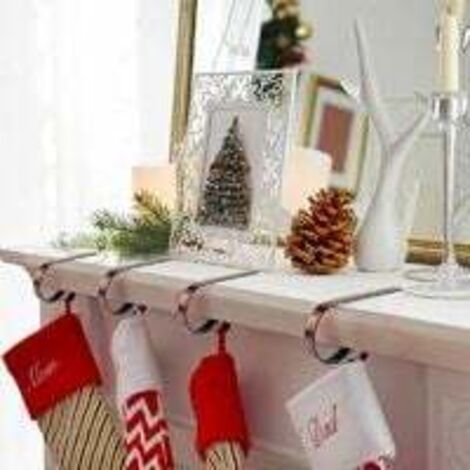 4 Pack Christmas Stocking Holders for Fireplace 4 Pack Christmas Stocking Holders for Fireplace Mantel Hooks Xmas New Year Party (Bronze)