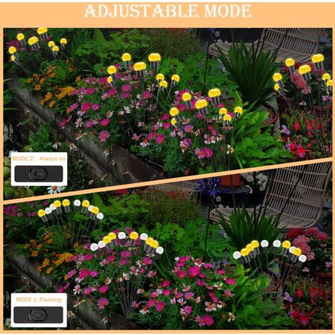Solar Lights Outdoor, Firefly Solar Garden Lights Outdoor, Waterproof IP65 Solar Lamp with 10 LED, Solar Garden Lights Recessed for Garden Yard Path Driveway (2Pack) [Energy Class A]