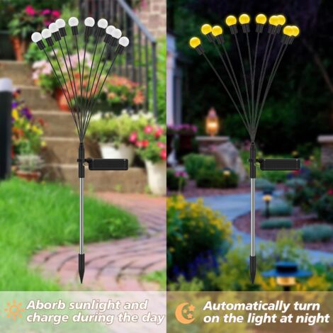 Solar Lights Outdoor, Firefly Solar Garden Lights Outdoor, Waterproof IP65 Solar Lamp with 10 LED, Solar Garden Lights Recessed for Garden Yard Path Driveway (2Pack) [Energy Class A]