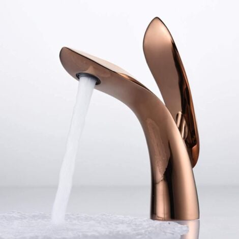 Basin Mixer Tap Full Copper Rose Gold Simple Modern Faucet