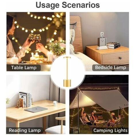 Rechargeable Cordless LED Table Lamp, 1800mAh Modern Battery Light, 3 Color Temperatures, for Bedside, Camping, Indoor, Outdoor, Patio, Restaurant