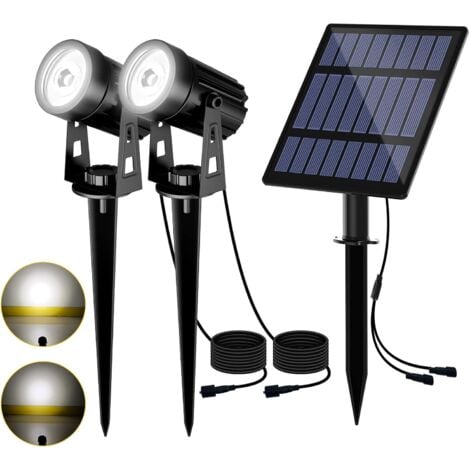 2 IN 1 Outdoor Solar Spotlight Outdoor Solar Lamp 2 Lighting Modes IP65 Waterproof Solar Garden Light, 3 Meters Cable, Solar Outdoor Lighting for Garden