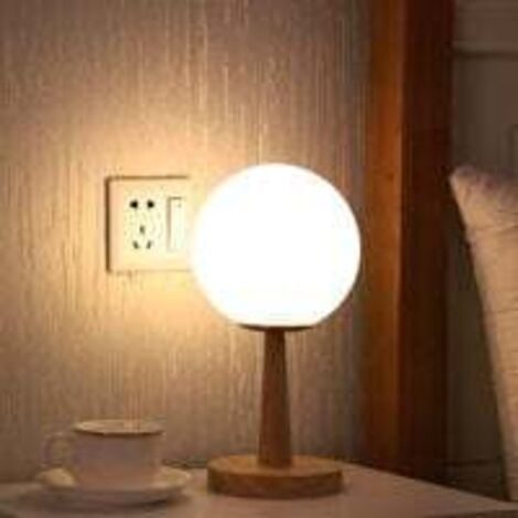 Table Lamp Bamboo Base, Dimmable Extendable LED Bedside Lamp Warm White/White H28cm