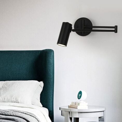 Indoor Bedside Lamp, Wall Wash Light, Minimalist Swing Arm Adjustable Wall Sconce with Brushed Finish, Dimmable Led Lighting for Bedroom, Hallway, Living Room