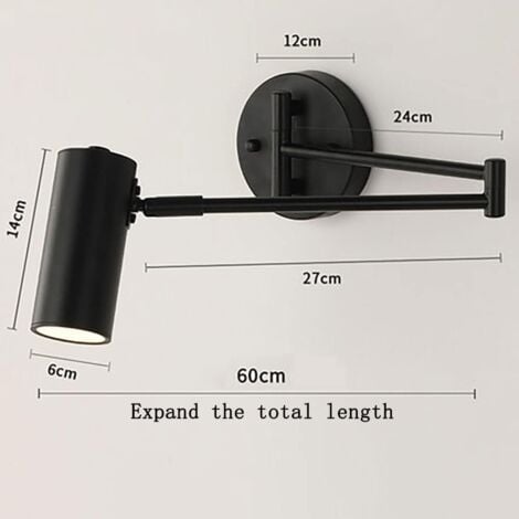Indoor Bedside Lamp, Wall Wash Light, Minimalist Swing Arm Adjustable Wall Sconce with Brushed Finish, Dimmable Led Lighting for Bedroom, Hallway, Living Room