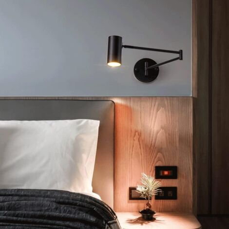 Indoor Bedside Lamp, Wall Wash Light, Minimalist Swing Arm Adjustable Wall Sconce with Brushed Finish, Dimmable Led Lighting for Bedroom, Hallway, Living Room