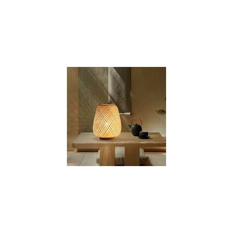 Bamboo Weaving Lantern Table Lamp Bedside Lamp Japanese Style Simple Decorative Table Light Lighting Bamboo Weaving Desk Lampshade for Bedroom, Living Room