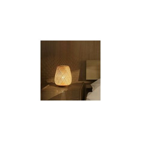 Bamboo Weaving Lantern Table Lamp Bedside Lamp Japanese Style Simple Decorative Table Light Lighting Bamboo Weaving Desk Lampshade for Bedroom, Living Room