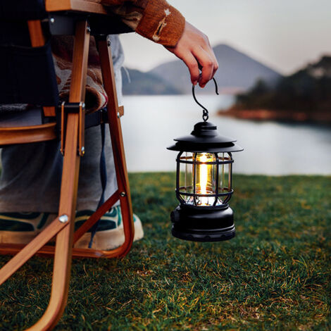 Outdoor Camping Light USB Rechargeable Retro Camping Lantern Dimmable Emergency Light for Camping Hiking Fishing Tent