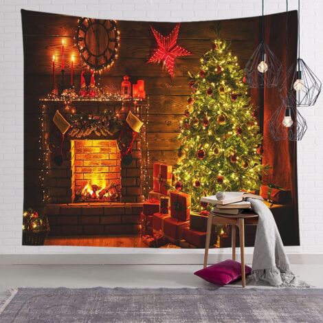 Christmas Wall Tapestry Wall Decor Snowman Santa Claus Christmas Tree Element Digital Printing Tapestry Bedding Tapestry Bedroom Living Room Brushed Style 150x150 CM 20