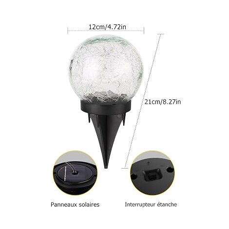 Solar Lights Outdoor, Solar Garden Lights 2 Pieces, IP65 Waterproof Solar Ball Lights Outdoor Garden, Solar Lights Outdoor Garden for Landscape, Walkway, Lawn, Steps, Terraces
